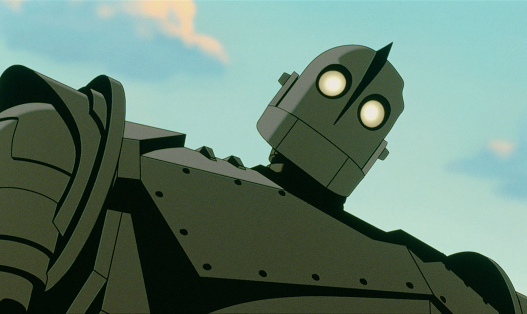 A frame from the animated film The Iron Giant, featuring the titular character