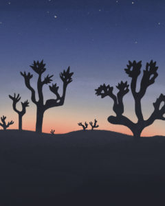 Painting of cactus silhouettes