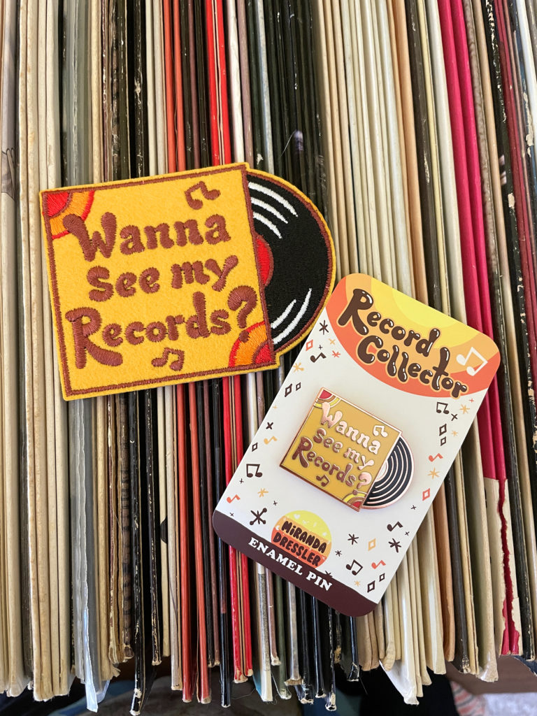 Record album patch and pin