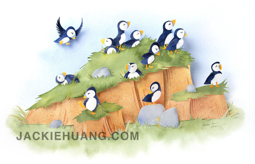 Print of puffins
