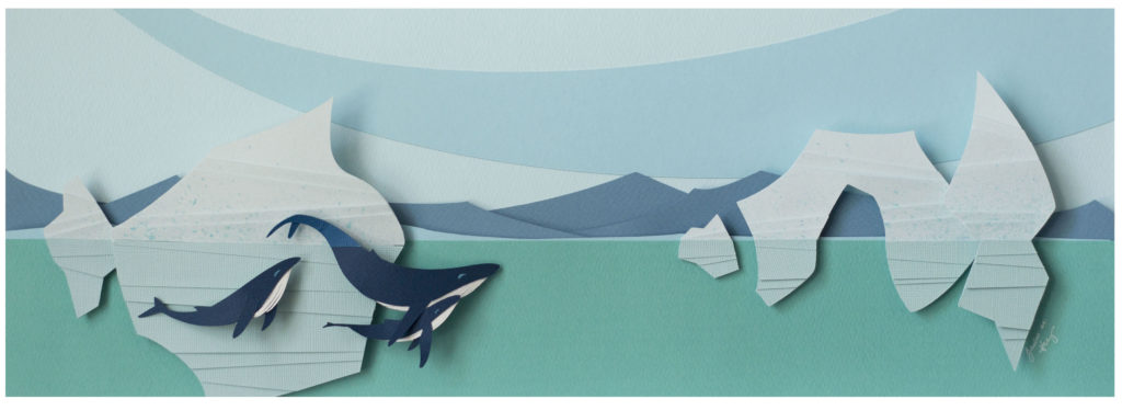 Paper art of whales
