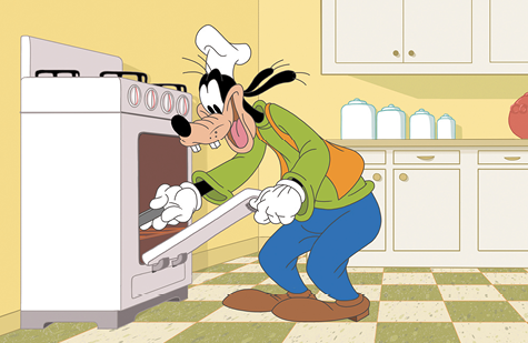 Goofy cooking at oven