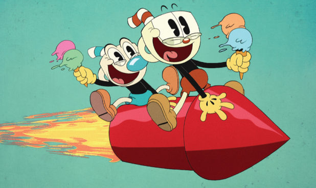 Impulsive Cuphead and cautious Mugman are partners in comedy.