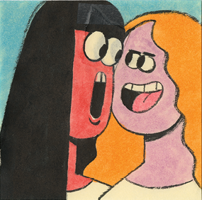 Cartoon of two women talking close to each other
