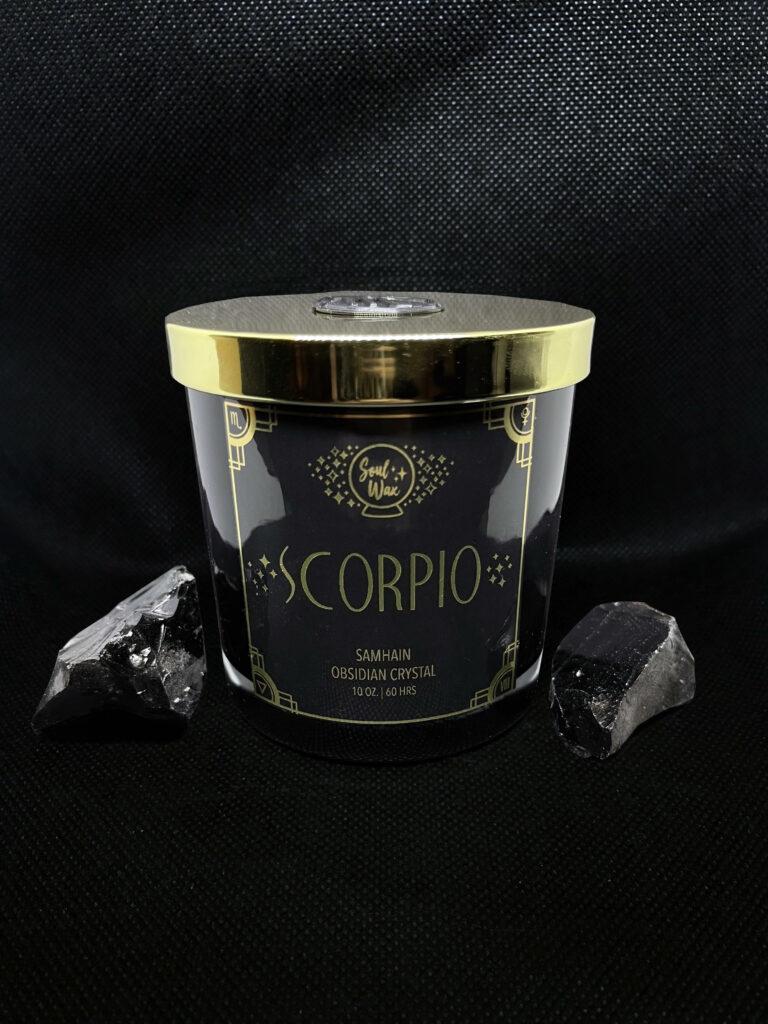 Black candle with Scorpio imprint