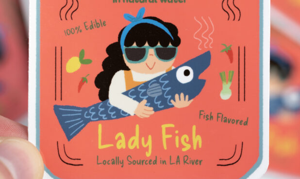 ITEM: Lady Fish
SIZE: 3” x 3”DESCRIPTION: Show your appreciation for fine tinned fish dining with this sticker! Vinyl sticker with glossy or sparkle laminate. Printed and assembled in L.A. PRICE: $3