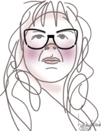 Line drawing of a woman's face.